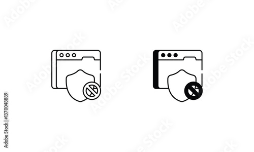 Ad Blocker icons set vector stock illustration