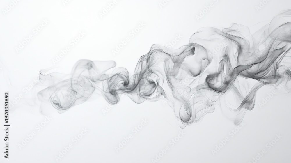 Fototapeta premium Black smoke creating abstract shapes on white background