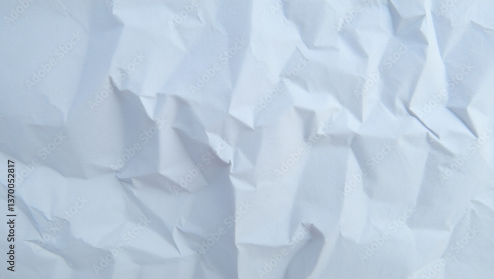Obraz premium Crumpled white paper texture with wrinkles and creases
