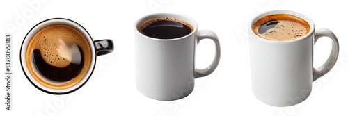 Wallpaper Mural Three Cups of Coffee with Different Brew Styles on isolate white Background  Torontodigital.ca