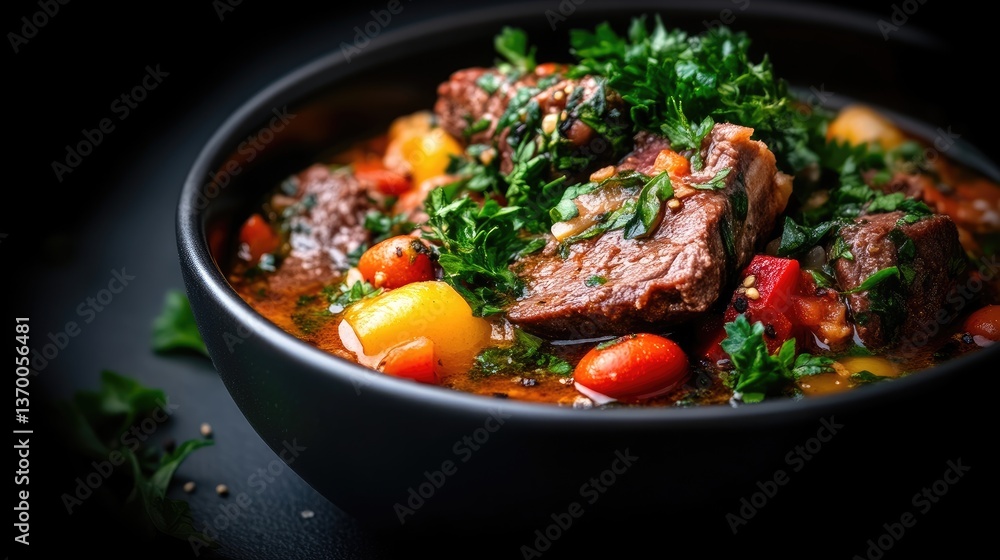 Hearty beef stew in a bowl Hearty beef stew in a bowl
