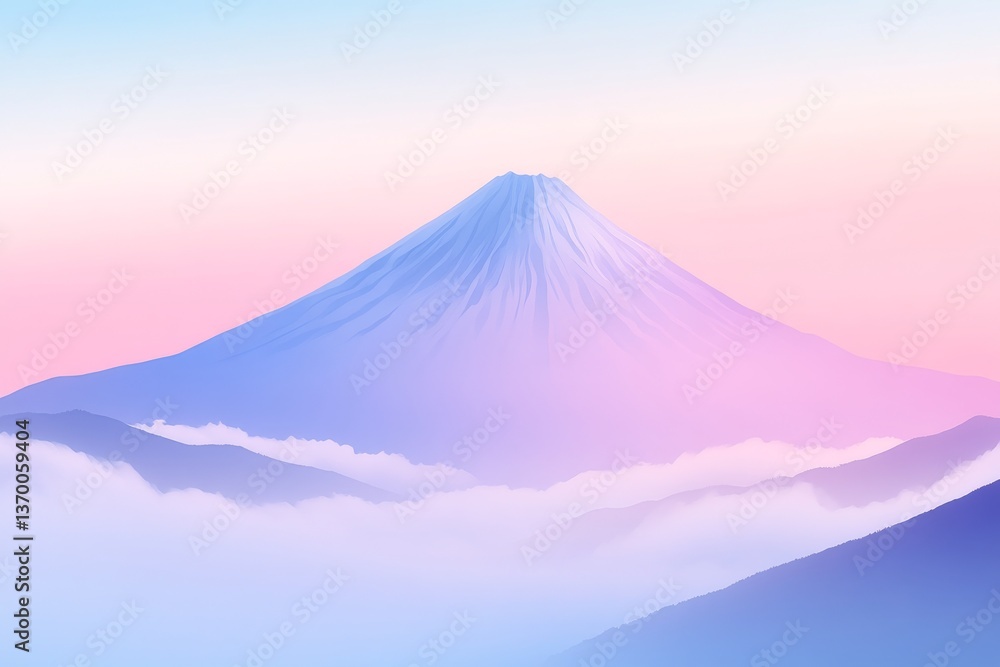 Fototapeta premium Serene Mountain Landscape at Sunset with Colorful Sky and Clouds