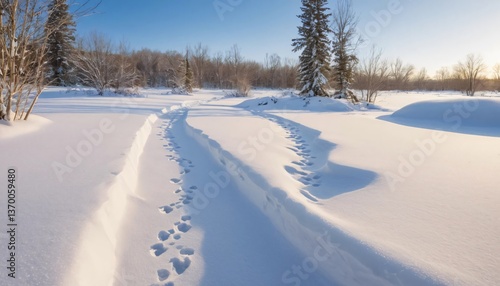 Wallpaper Mural Snowy Path Through Scenic Winter Landscape Under Clear Blue Sky Torontodigital.ca