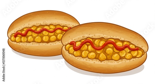 Delicious Hot Dogs with Mustard and Ketchup