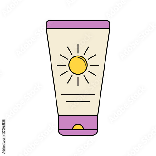 Sun block or sun screen cream icon vector illustration in lineal color style perfect for beauty, summer, protection theme and the like