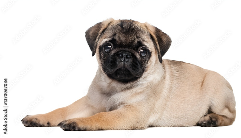 Pug puppy sitting isolated on transparent background Pug puppy sitting isolated on transparent background