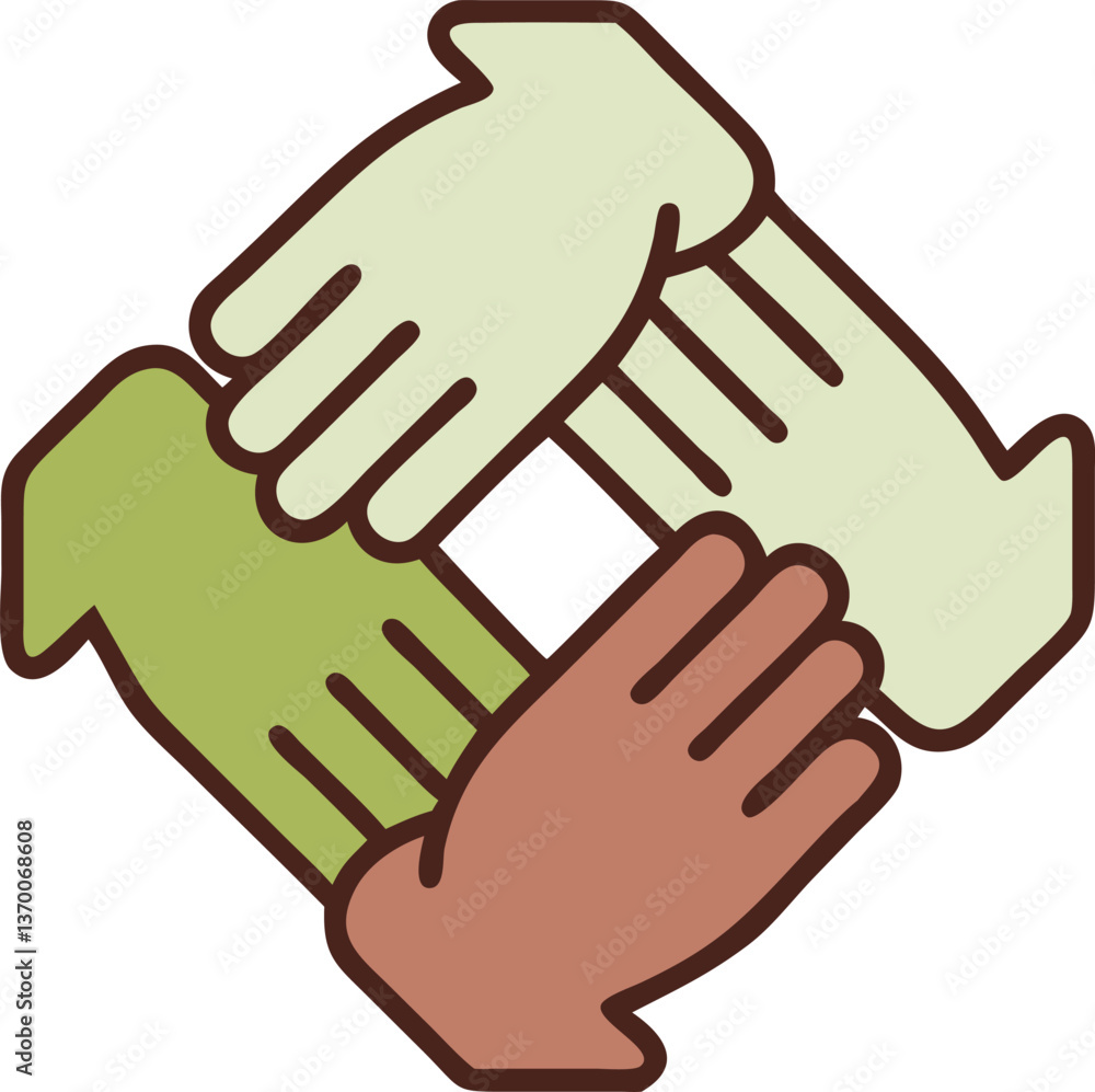 Obraz premium Minimalist Teamwork Icon – Two Hands Joining in Unity