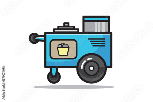 Traditional Indonesian Meatball Cart Vector Illustration