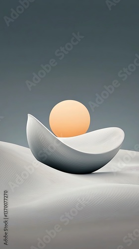 Sunlit Sphere on Sculptural Bowl for Desert.