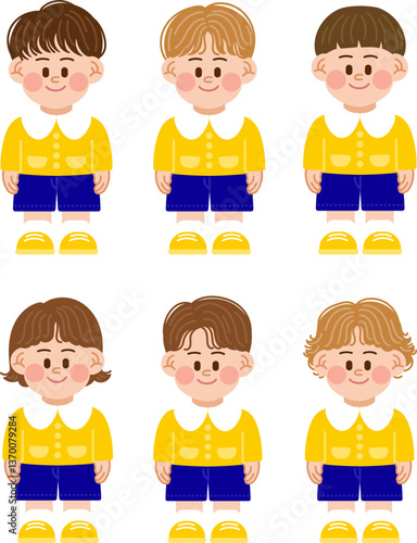 Boys in kindergarten uniforms.