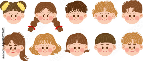 Cute faces of kindergarten kids