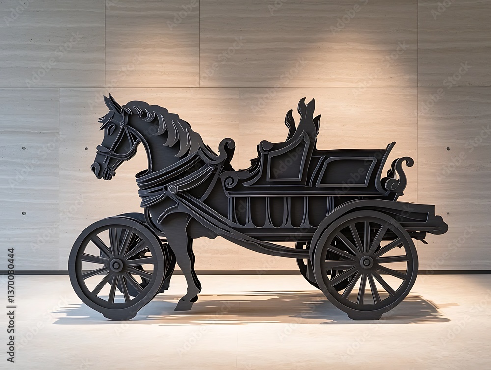 Fototapeta premium Black Carriage Sculpture Interior