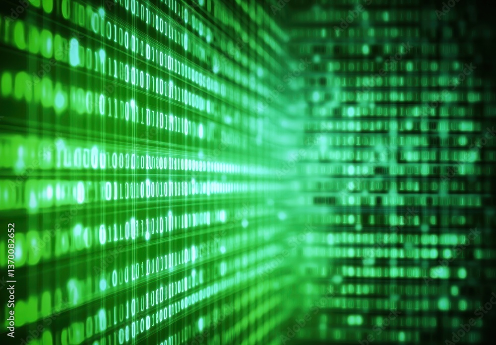 Green Binary Code Background with Digital Matrix Effect Green Binary Code Background with Digital Matrix Effect