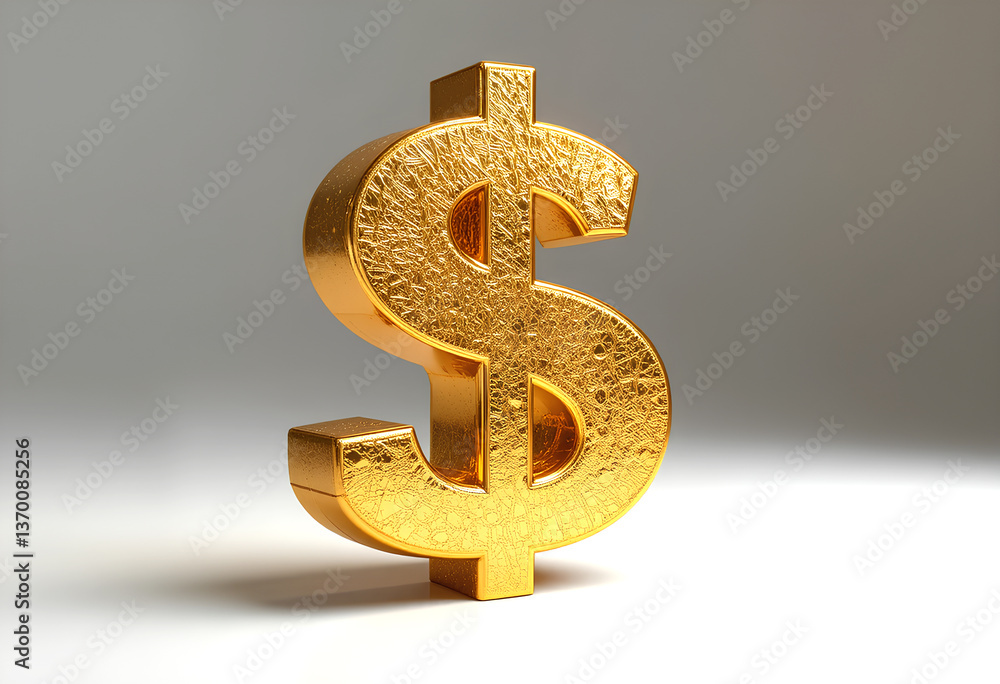 A 3D golden dollar sign symbol representing wealth, money, and finance A 3D golden dollar sign symbol representing wealth, money, and finance