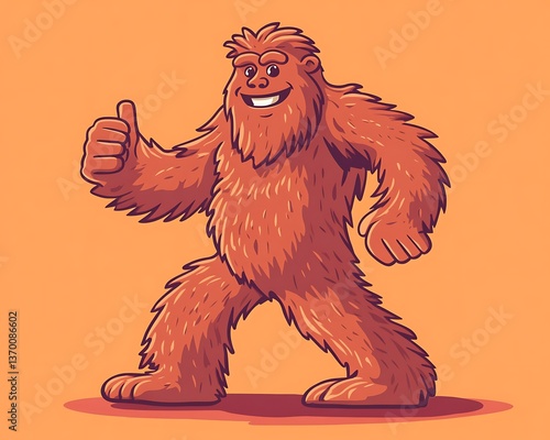 Bigfoot Cartoon, Thumbs Up, Graphic Design