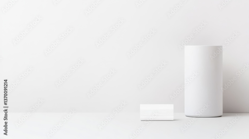 Minimalist Composition of Cylindrical and Rectangular White Objects Minimalist Composition of Cylindrical and Rectangular White Objects