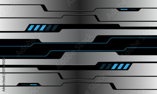 Abstract metal black line circuit blue light power energy technology futuristic style geometric design modern background vector