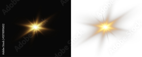 Shimmering Light Effect Golden star glow with intense luminescence for visual enhancement