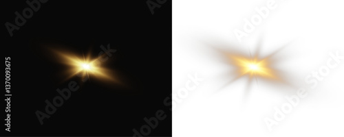 Shimmering Light Effect Golden star glow with intense luminescence for visual enhancement