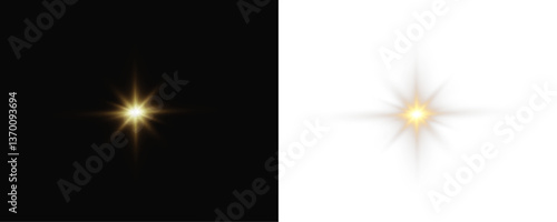 Shimmering Light Effect Golden star glow with intense luminescence for visual enhancement