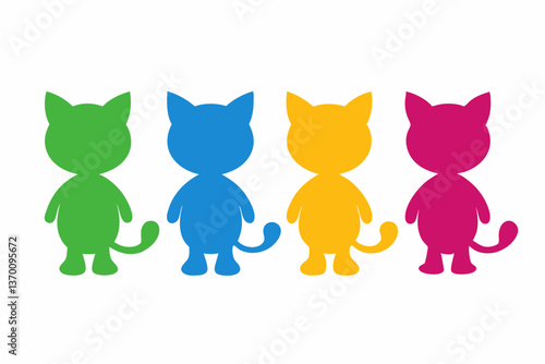 Kids cat silhouette vector illustration