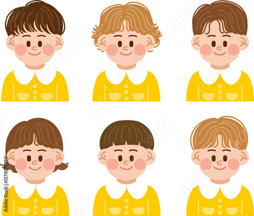 Boys in kindergarten uniforms.