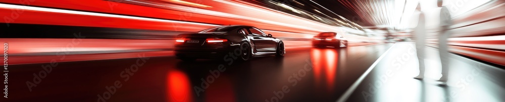 Blurred Cars In Tunnel At Night Blurred Cars In Tunnel At Night