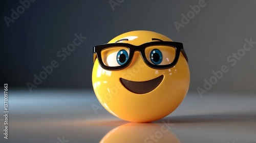 Smiling Emoji with Glasses: A 3D Rendered Happy Face