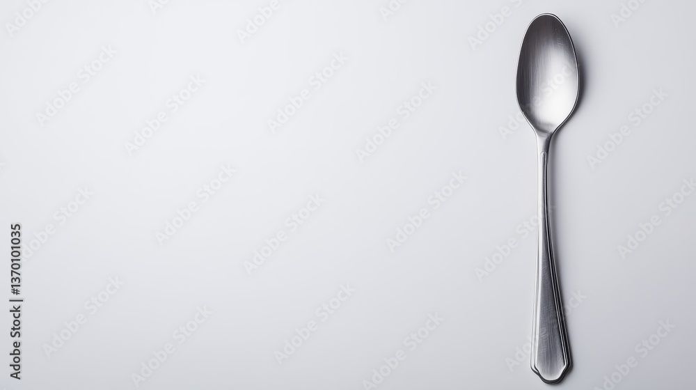 Elegant Silver Spoon on Minimalist Background for Culinary Art Elegant Silver Spoon on Minimalist Background for Culinary Art