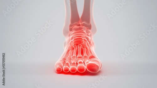 Wallpaper Mural Human Foot Anatomy with Highlighted Bones and Structures in 3D Torontodigital.ca