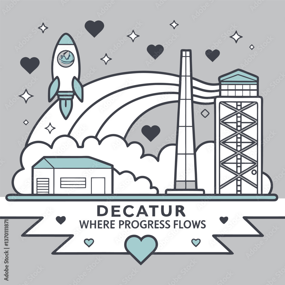 Fototapeta premium Decatur - Where Progress Flows - Industrial Innovation