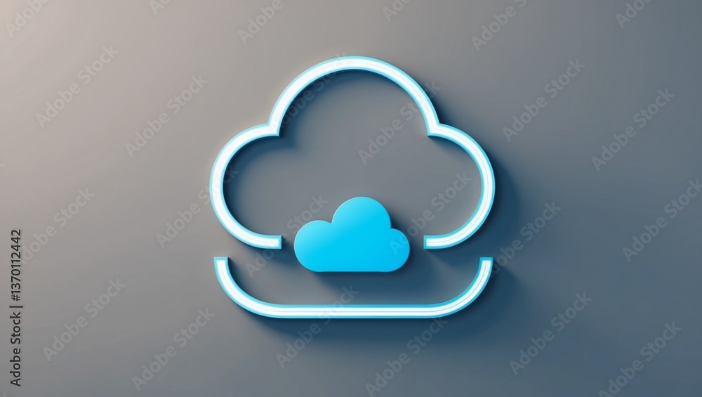 Cloud Computing Icon on Blue Background with Technology and Data Symbol Cloud Computing Icon on Blue Background with Technology and Data Symbol