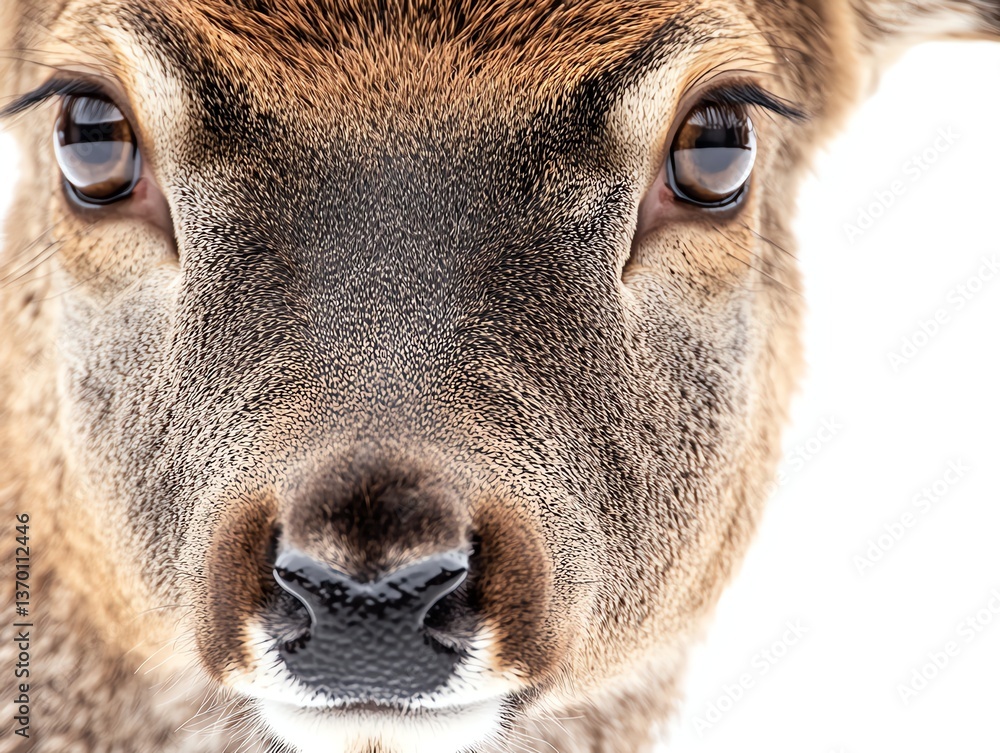 Fototapeta premium Captivating Deer Portrait with a Close-up View of the Animal's Face