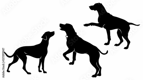 Playful Dog Silhouette Trio Set for Design Projects