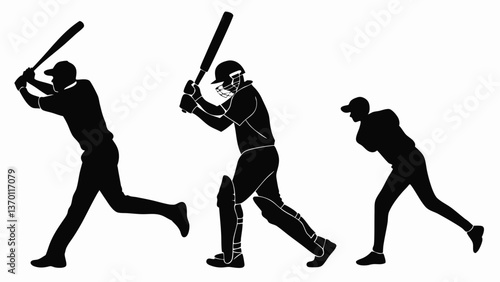Dynamic Cricket Player Silhouettes Set for Sports Fans