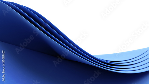 Abstract blue wavy shapes. 3d render background. Modern illustration.