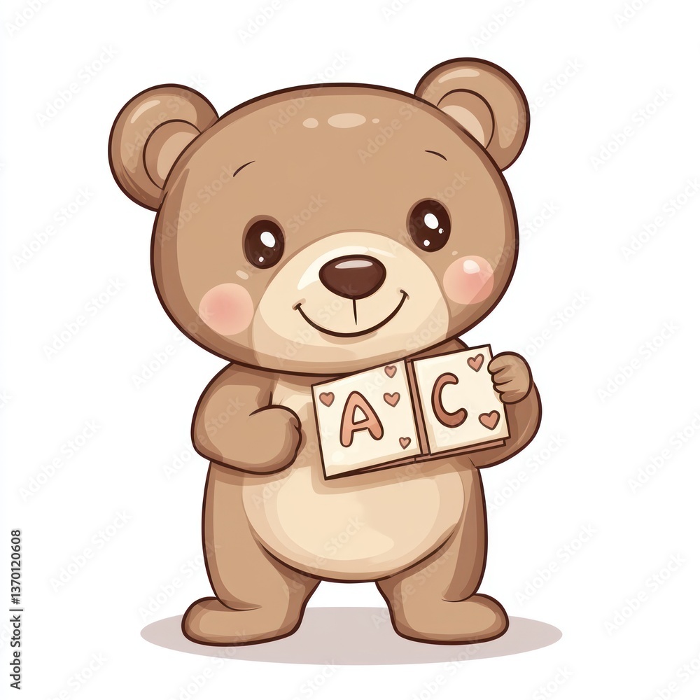 Fototapeta premium Cute brown bear holding alphabet letters