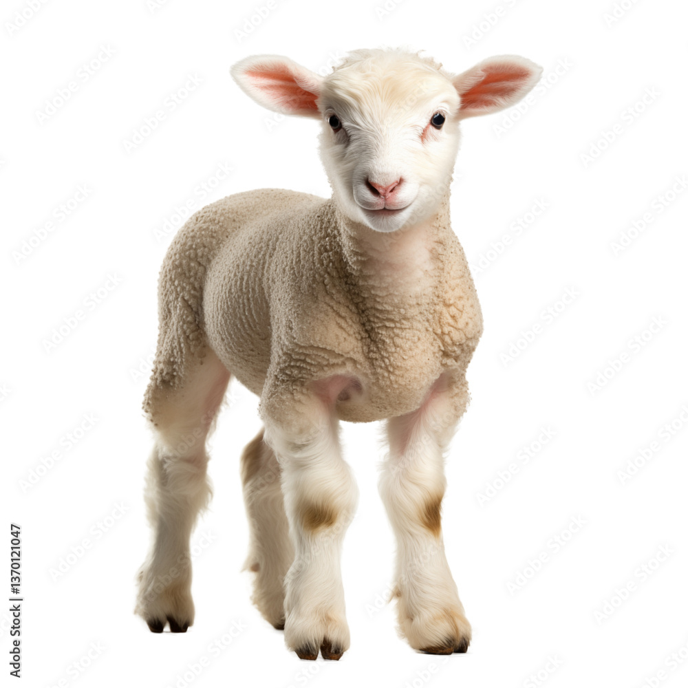 Baby sheep, lamb isolated on transparent background. Generative ai Baby sheep, lamb isolated on transparent background. Generative ai