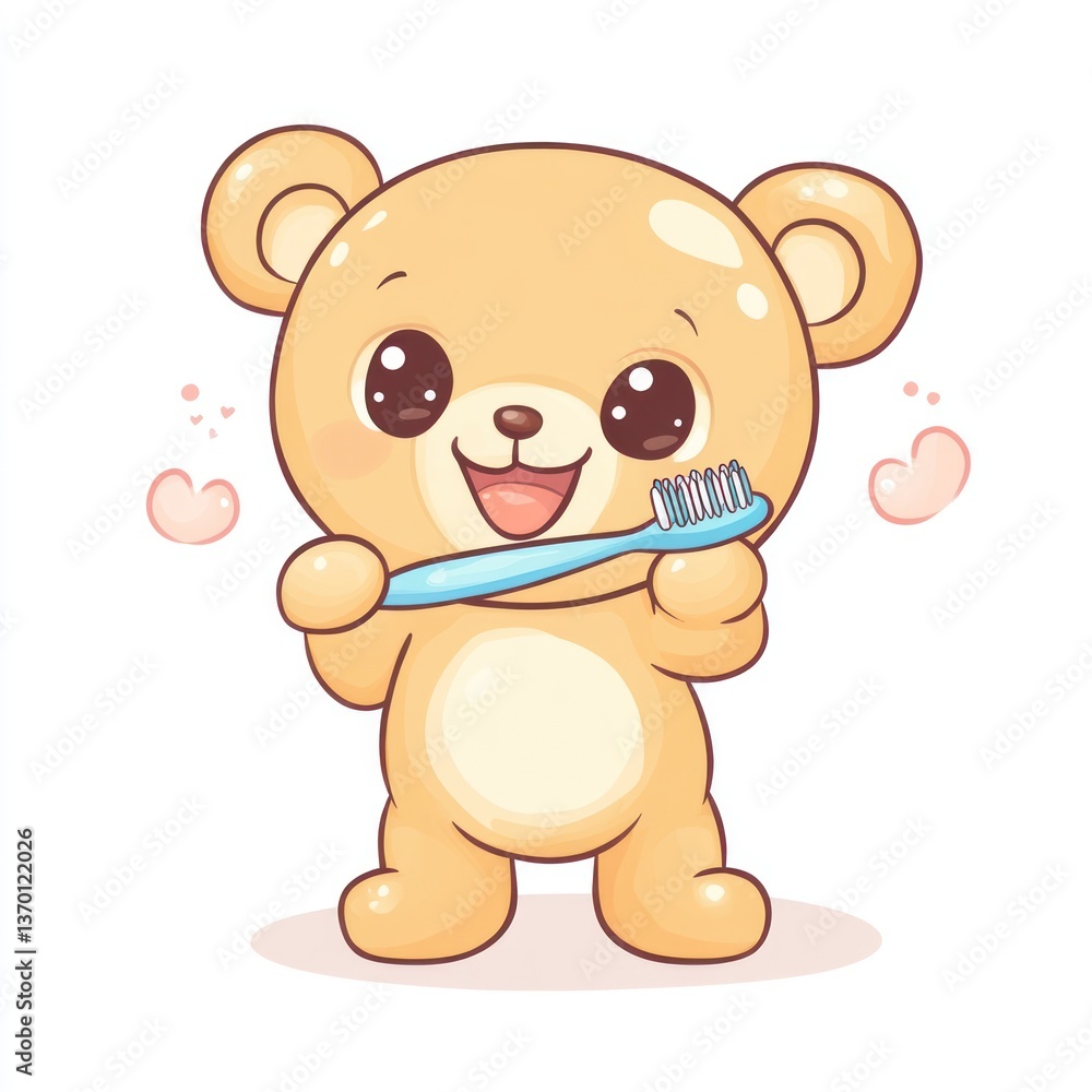 Fototapeta premium Cute bear brushing teeth (1)