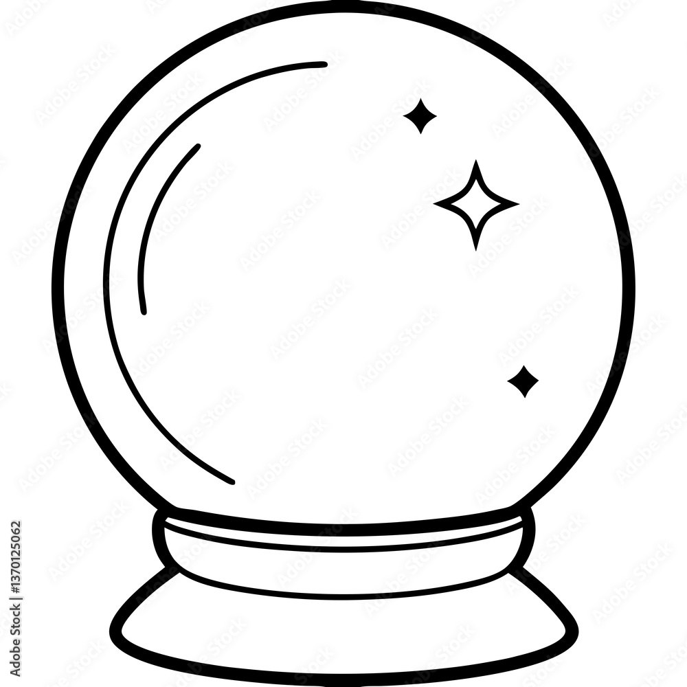 Crystal ball with a mysterious glow line art vector illustration Crystal ball with a mysterious glow line art vector illustration