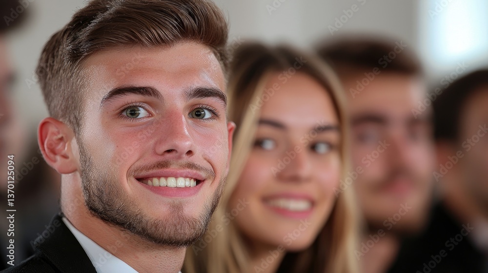 Smiling young people in a group setting Smiling young people in a group setting