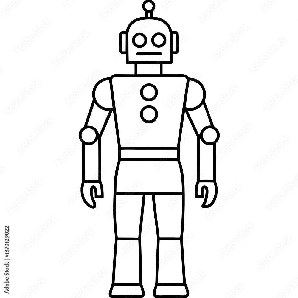 Fototapeta premium Robot costume with blinking lights line art vector illustration 