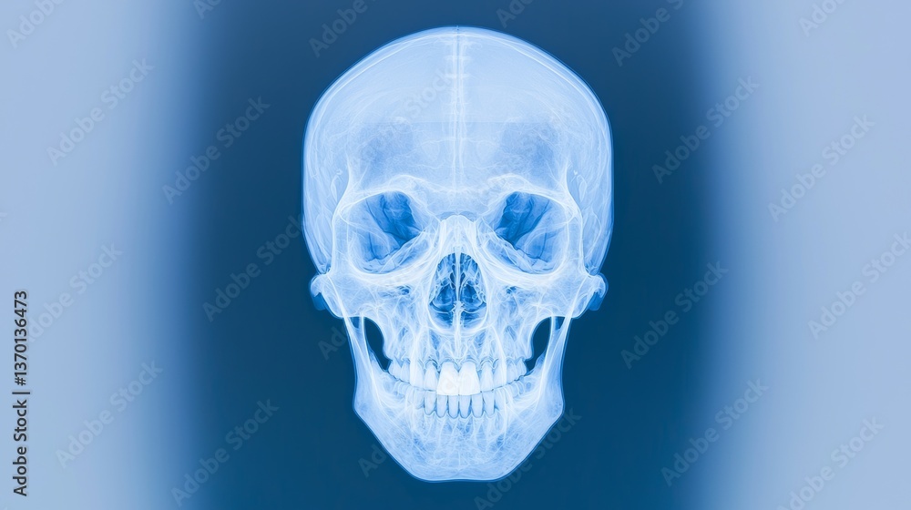 High-Resolution X-Ray Image of Human Skull for Medical and Scientific Use High-Resolution X-Ray Image of Human Skull for Medical and Scientific Use