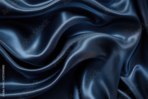 Wallpaper Mural A deep blue fabric texture with a wavy pattern The material appears to be satin or silk with a smooth and glossy finish Torontodigital.ca