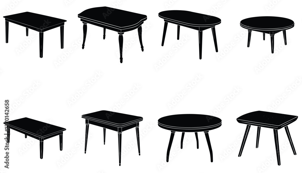 Table Vector Shilhouette Bundle Set Collection Table Vector Shilhouette Bundle Set Collection