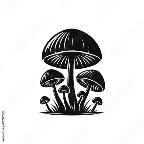 mushroom silhouette vector black color vector isolated white background