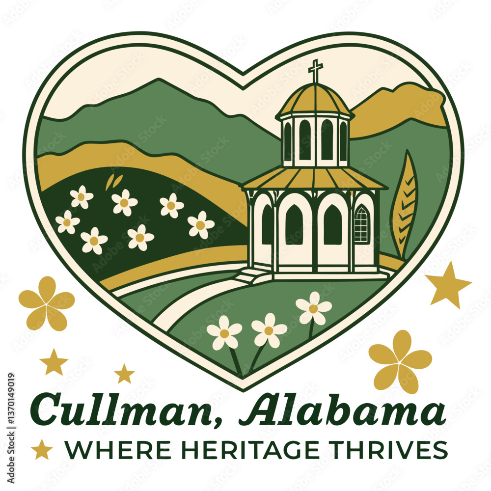 Naklejka premium Cullman, Alabama - Where Heritage Thrives - Scenic Serenity