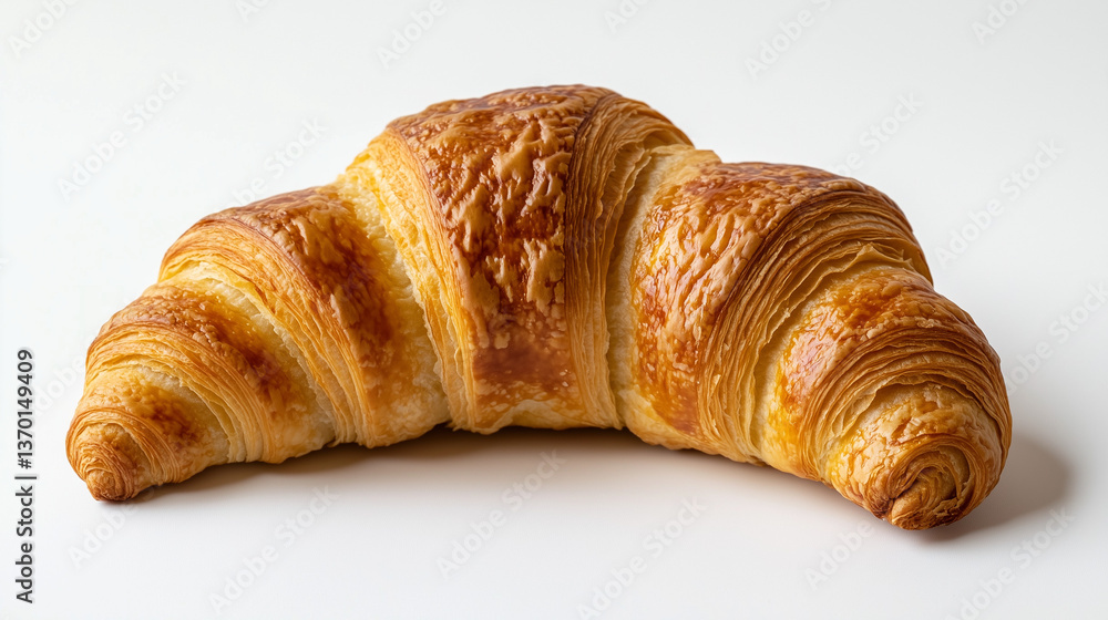 Fresh Artisan Croissant on Pure White Background – Golden-Brown Crust, Crispy Texture, Fluffy Interior, Bakery Style, High-Resolution Food Photography for Commercial Use Fresh Artisan Croissant on Pure White Background – Golden-Brown Crust, Crispy Texture, Fluffy Interior, Bakery Style, High-Resolution Food Photography for Commercial Use