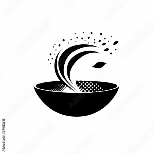 The design of a cauldron for cooking pilaf is a modern minimalist illustration