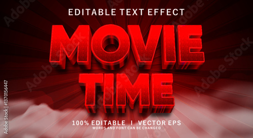 movie time 3d vector text effect with modern style design